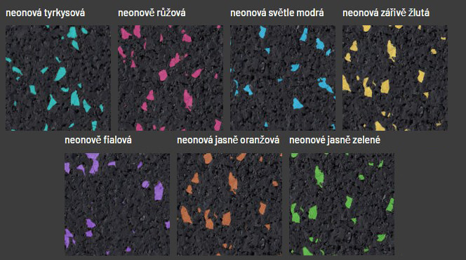 Podlaha SPORTEC NEON 8 mm, farebný EPDM granulát - Varianta: Podlaha SPORTEC NEON 8 mm, barevné granule EPDM, růžová