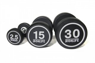 Set of rubberized one-handed dumbbells IRONLIFE 2,5-30 kg