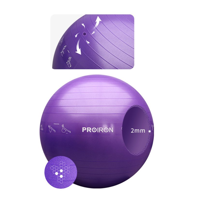 PROIRON Printed Yoga Ball - 65 cm, PURPLE