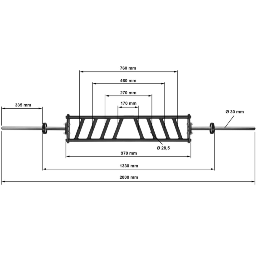 Multiúchopová osa ATX LINE Multi Grip Bar 2000/30 mm