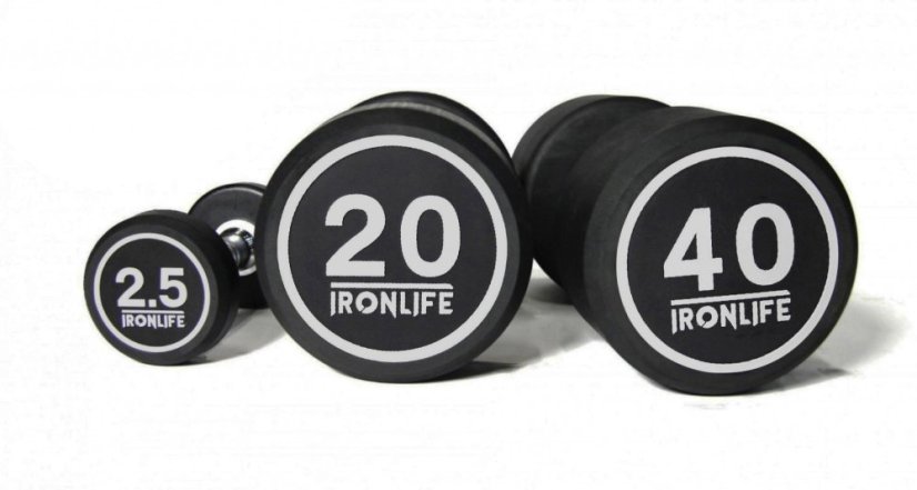 Sada pogumovaných jednoručních činek IRONLIFE 2,5-40 kg
