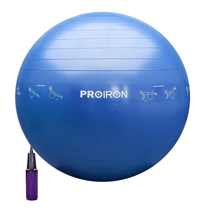 PROIRON Lopta na jogu s potlačou - 75 cm, SVETLE MODRÁ