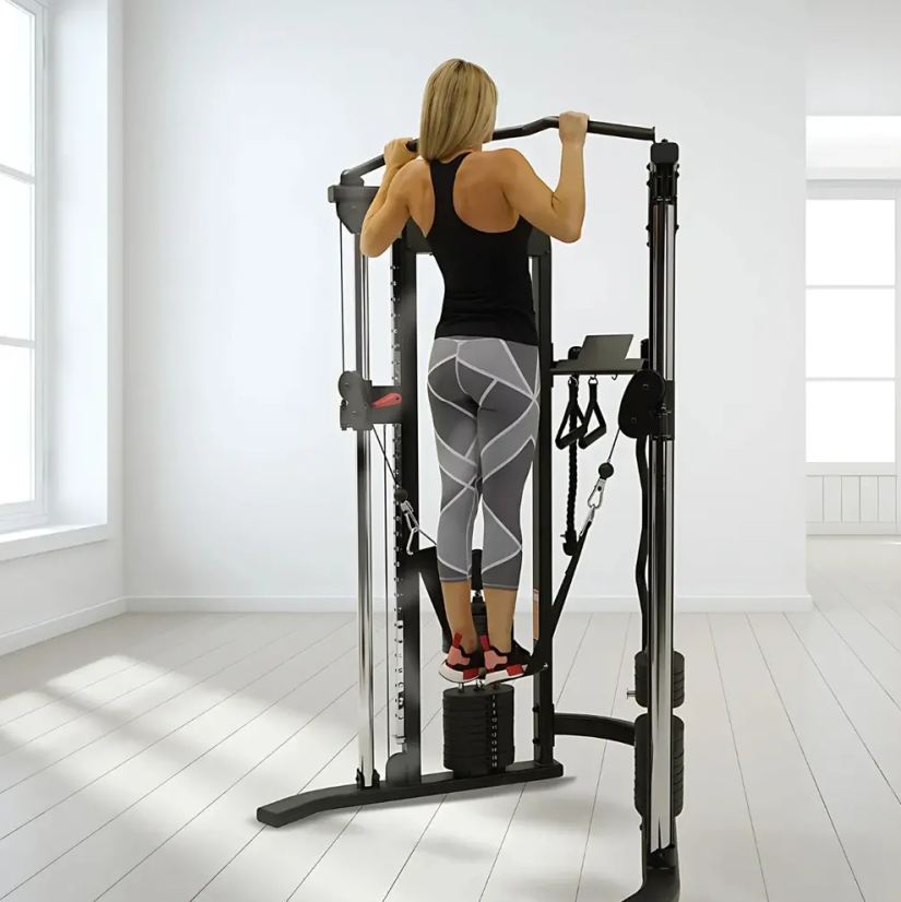 Multifunkčný posilňovací stroj INSPIRE; Functional Trainer, tehličkové závažie (2 x 75 kg)