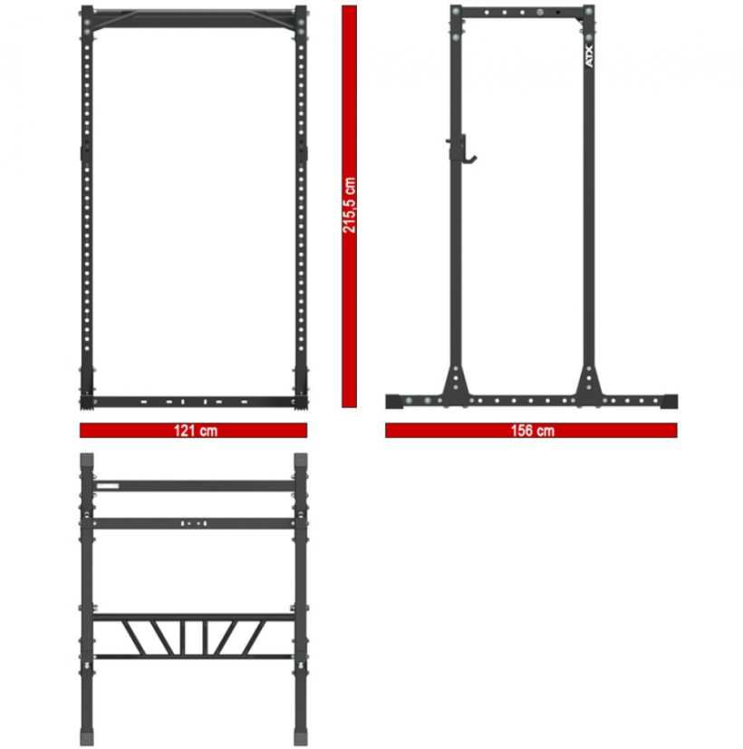 Power Rack 650 ATX LINE s hornou kladkou, výška 216 cm