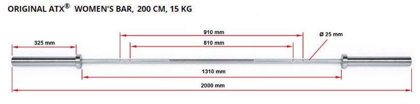 Dámská osa ATX LINE 2000/50 mm, úchop 25 mm, váha 15 kg