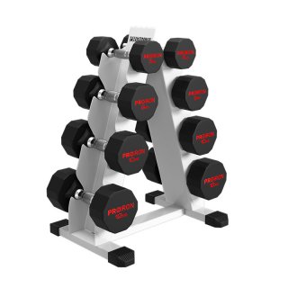 PROIRON rubberised one-handed dumbbells 3 - 24 kg (8 pairs)
