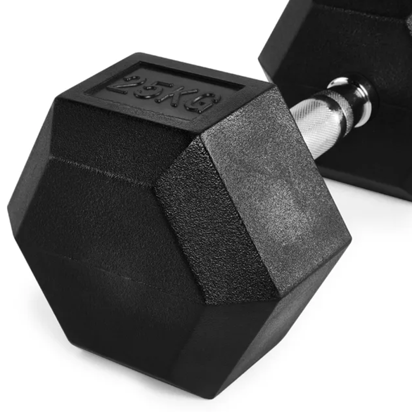 Jednoručná činka HEXA ATX LINE 27,5 kg, pogumovaná + chróm