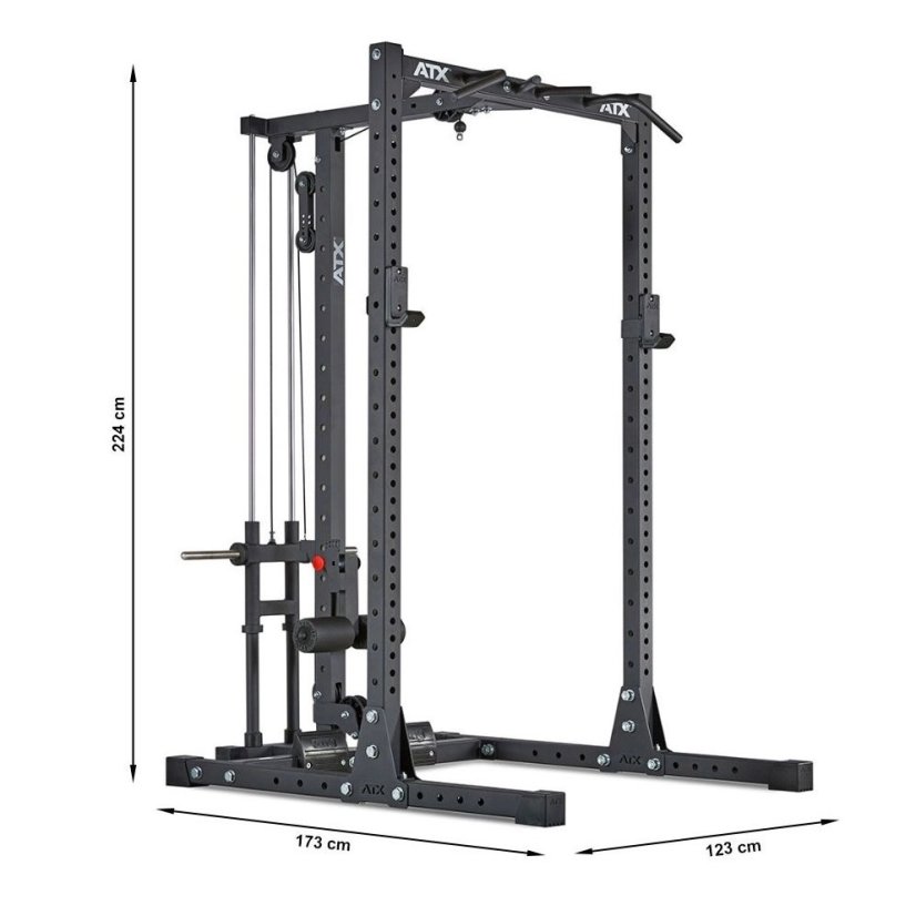 Stojan na dřepy ATX Half Rack 750 s kladkou na kotouče, výška 224 cm