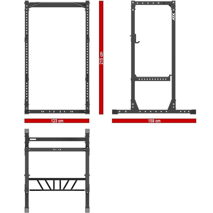 ATX; Power Rack 720 - výška 215 cm, s hrazdou a příčnicemi