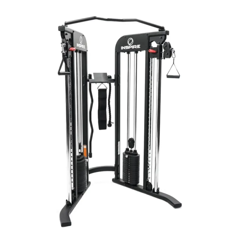 Multifunkčný posilňovací stroj INSPIRE; Functional Trainer, tehličkové závažie (2 x 75 kg)