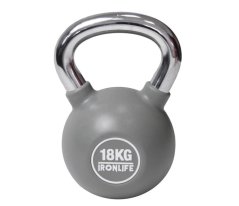 Kettlebell urethanový IRONLIFE 18 kg, ŠEDÝ