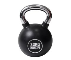 Kettlebell urethanový IRONLIFE 32 kg, ČERNÝ