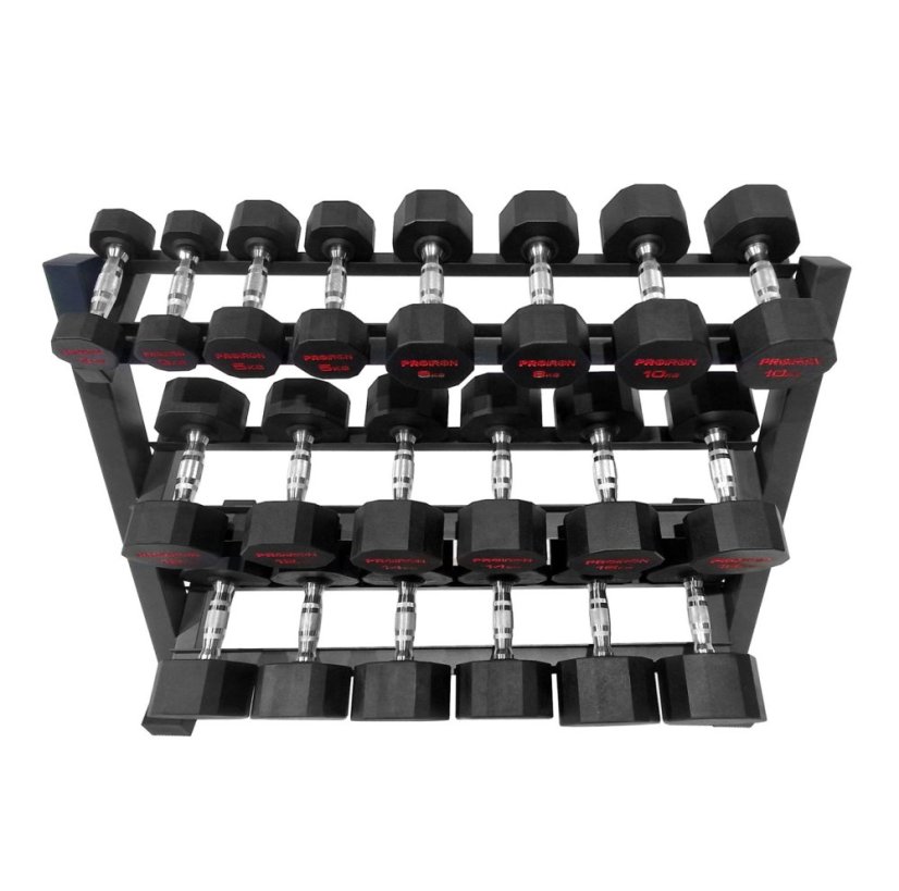 Sada pogumovaných činiek PROIRON 3 - 28 kg (10 párov + stojan Long)