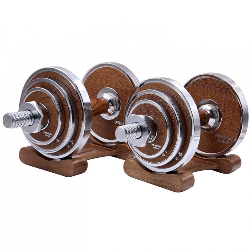 One-handed dumbbells PROIRON Walnut Steel 2 x 10 kg (pair)
