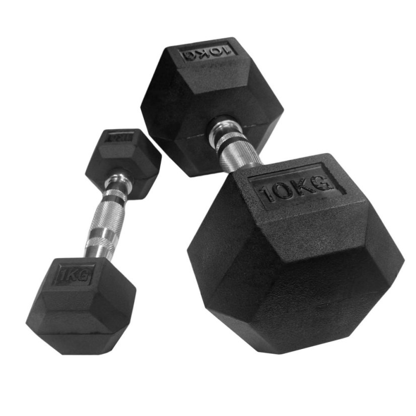Sada činek HEXA ARSENAL, pogumované s chromovaným madlem 1-10 kg