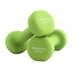 Jednoruční činky PROIRON Neoprene Dumbell 2 x 2 kg - GREEN