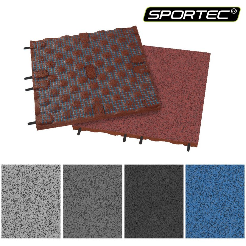 Podlaha SPORTEC STYLE PURCOLOR tl. 30 mm, 85% EPDM - Varianta: Style 50x50cm, Pur Color 85%, 30 mm, světle šedá