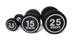 Sada pogumovaných jednoručných činiek IRONLIFE 2,5-25 kg