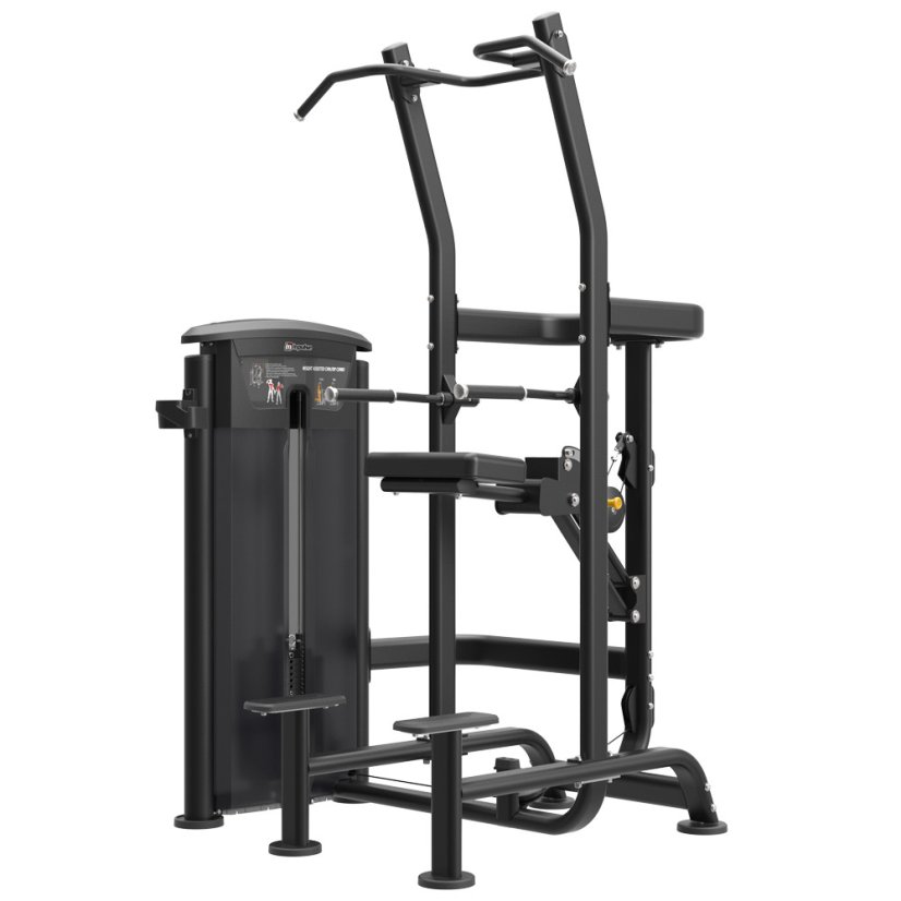 Kombinácia IMPULSE Chin/Dip - čierny rám + čierne čalúnenie - Varianta: Posilovací stroj Chin/Dip Combo 91 kg Kombinácia IMPULSE Chin/Dip - čierny rám + čierne čalúnenie - Varianta: Posilovací stroj Chin/Dip Combo 91 kg