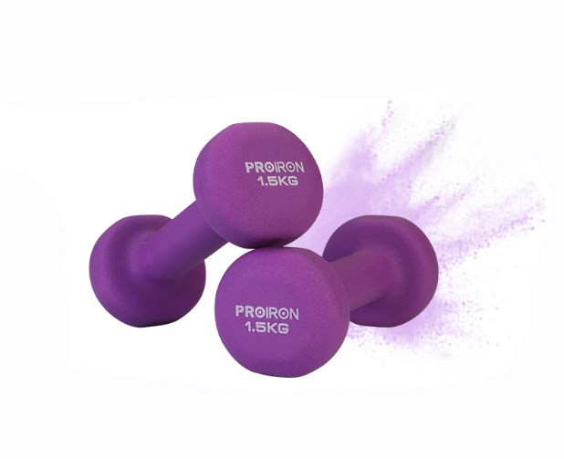 Jednoruční činky PROIRON Neoprene Dumbbell 2 x 1,5 kg - PURPLE