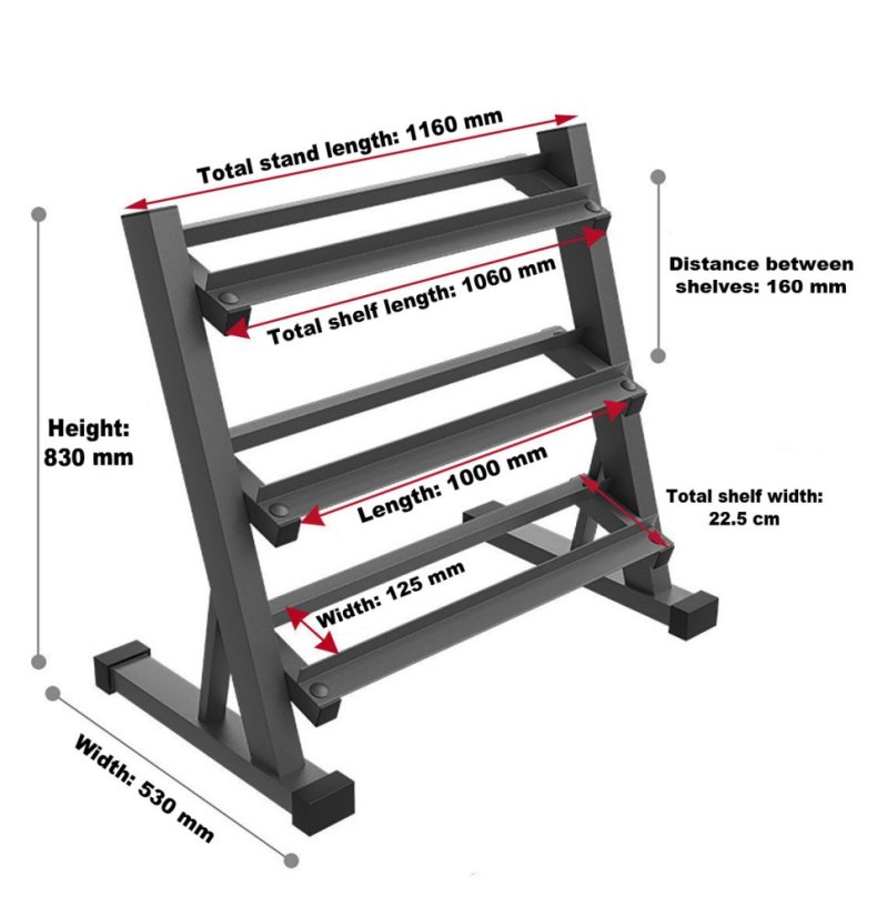 Pogumované jednoruční činky PROIRON 3 - 24 kg (9 párů + stojan Long)