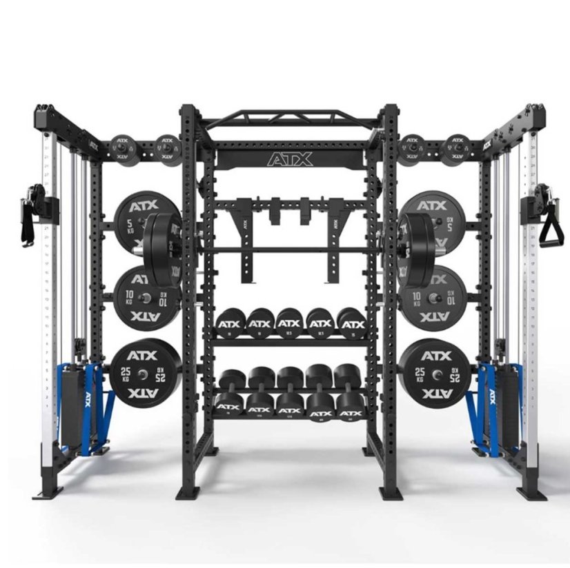Posilovací konstrukce ATX® Cable Cross Rack s protisměrnými kladkami, 2 × 90 kg závaží, výška 220 cm