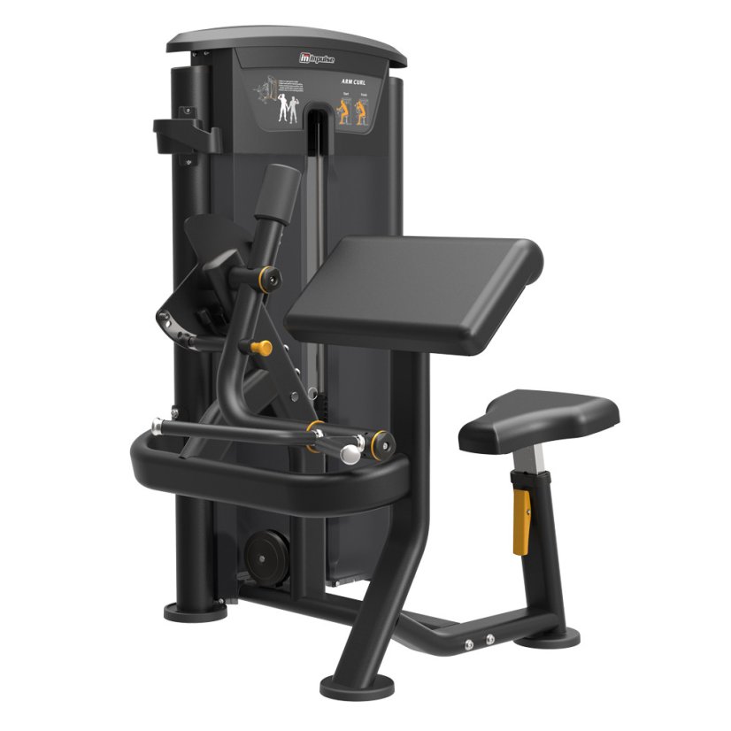 Posilovací stroj IMPULSE Arm Curl - černý rám + černé čalounění