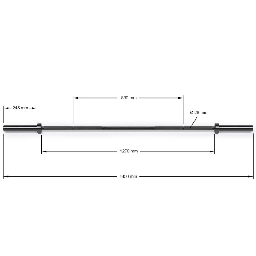 Olympijská náprava ATX LINE 1850/50 mm, úchop 28 mm, hmotnosť 13,5 kg - BLACK