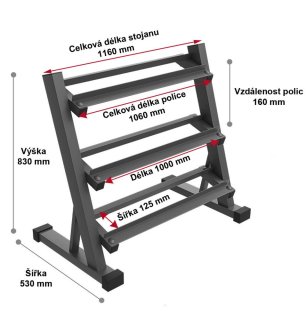 Pogumované jednoruční činky PROIRON 3 - 24 kg (9 párů + stojan Long)