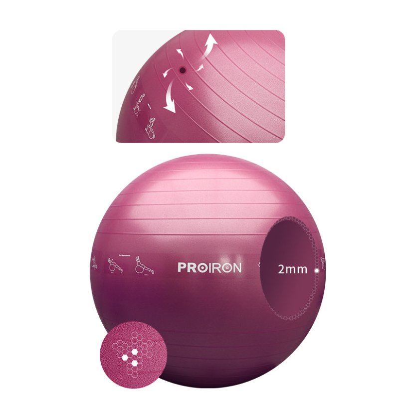PROIRON Printed Yoga Ball - 55 cm, ROSE RED