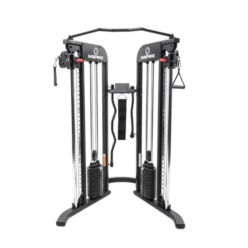 Multifunkčný posilňovací stroj INSPIRE; Functional Trainer, tehličkové závažie (2 x 75 kg)