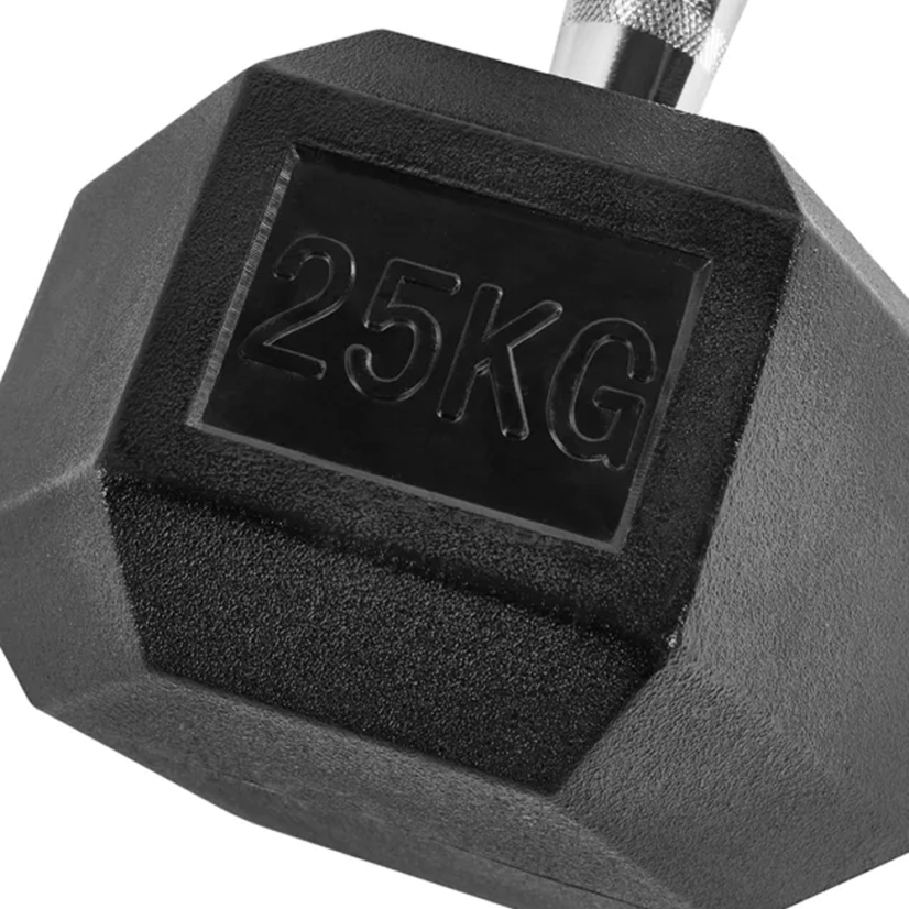 Jednoručná činka HEXA ATX LINE 27,5 kg, pogumovaná + chróm