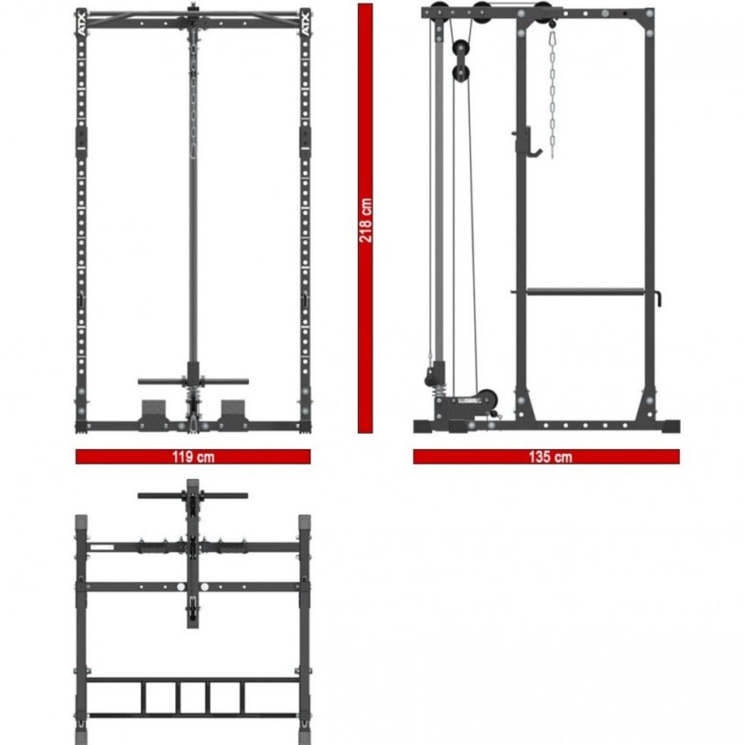 Power Rack PRX-520 s kladkou ATX LINE, výška 218 cm