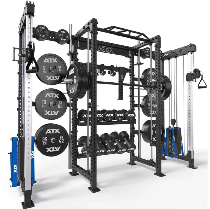 Posilovací konstrukce ATX® Cable Cross Rack s protisměrnými kladkami, 2 × 90 kg závaží, výška 220 cm