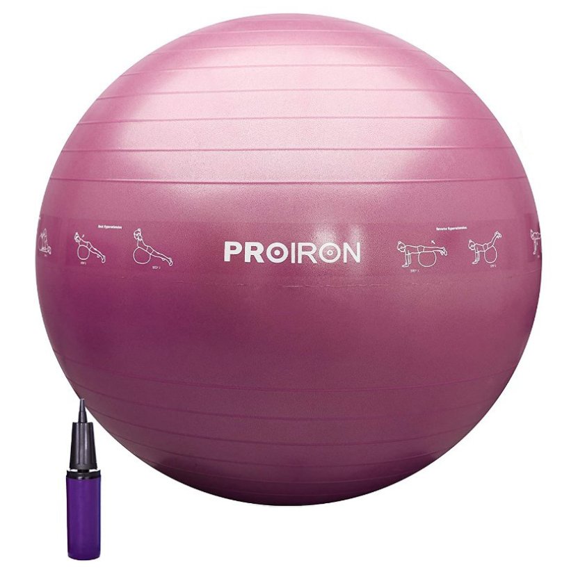 PROIRON Printed Yoga Ball - 55 cm, ROSE RED
