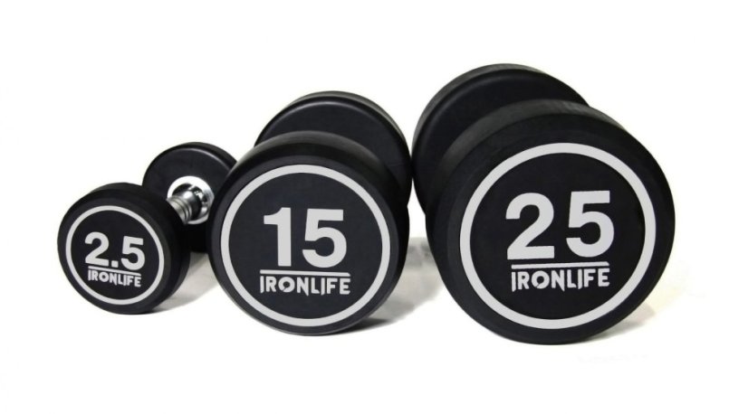 Sada pogumovaných jednoručních činek IRONLIFE 2,5-25 kg