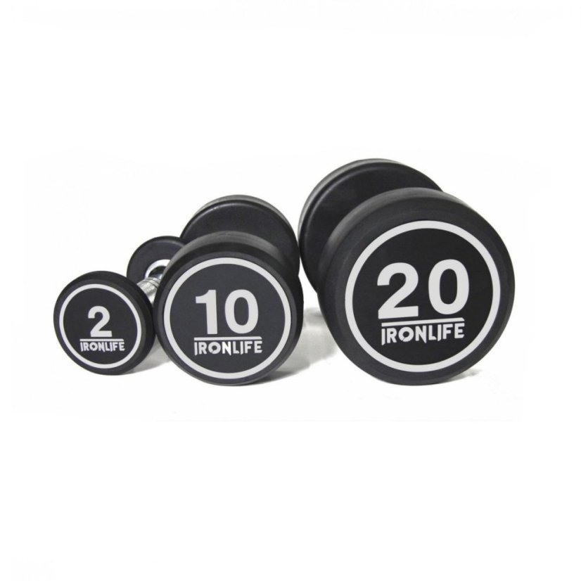 Sada pogumovaných jednoručních činek IRONLIFE 2-20 kg (10 párů, stoupání po 2 kg)