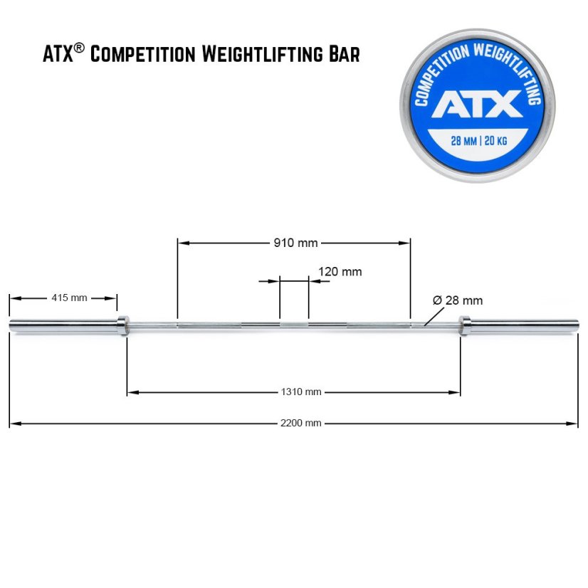 Olympijská osa ATX LINE Competition Weightlifting bar 2200/50 mm