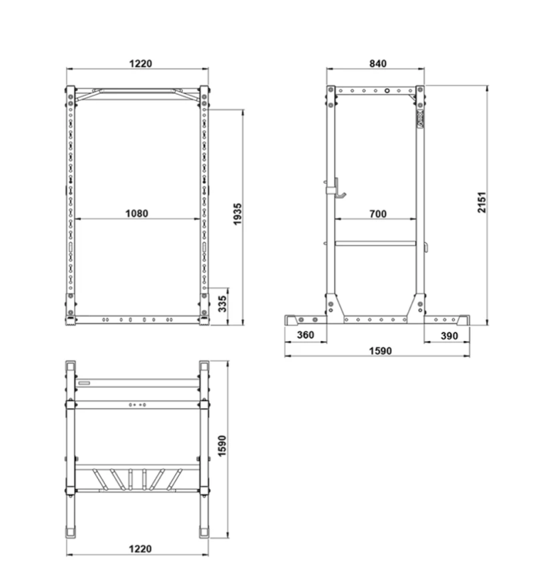 Posilovací klec Power Rack PRX-720 ATX LINE, výška 215 cm, J-Hooks + Spotter