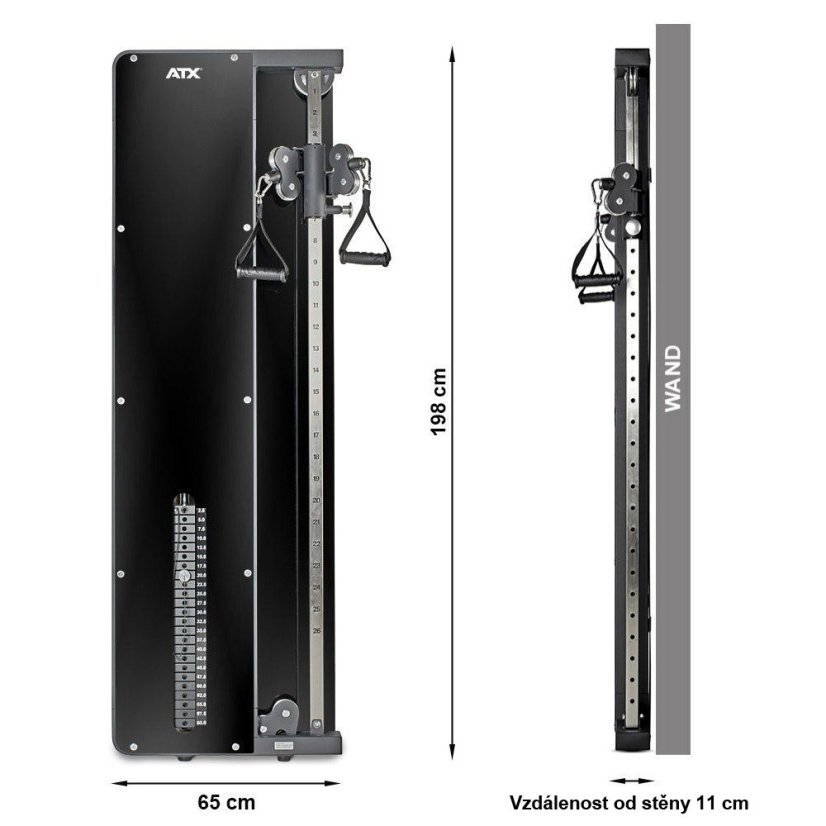 Multifunkční posilovací stroj na zeď ATX LINE Multi Functional Trainer, zátěžový sloupec 60 kg