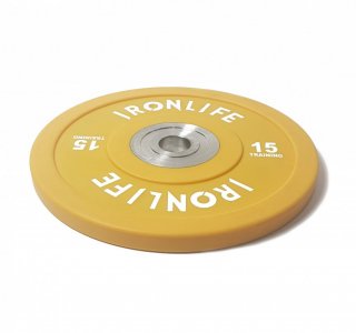 Urethane disc IRONLIFE Bumper Competition 15 kg, yellow