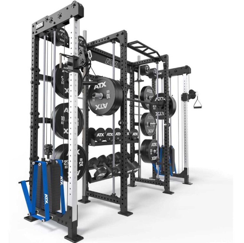 Posilovací konstrukce ATX® Cable Cross Rack s protisměrnými kladkami, 2 × 90 kg závaží, výška 220 cm