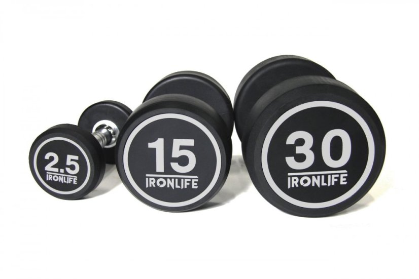 Sada pogumovaných jednoručních činek IRONLIFE 2,5-30 kg