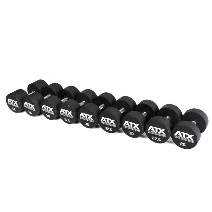 Sada jednoručných činiek ATX LINE, uretán 5-50 kg - 19 párov