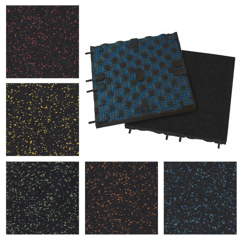 Podlaha SPORTEC STYLE COLOR tl. 70 mm, 15 % EPDM - Varianta: Style 50 x 50 cm, Color 15 %, 70 mm, šedá