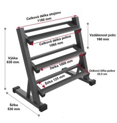 Stojan na jednoruční činky PROIRON - trojřadý Long