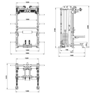Posilovací stojan ATX LINE; Multi Pull Half Rack mit, 2 x 110 kg