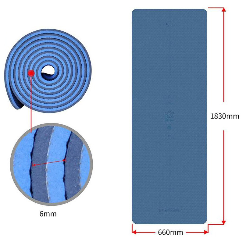Podložka na jógu PROIRON TPE, 1830 x 660 x 6 mm, BLUE/LIGHT BLUE