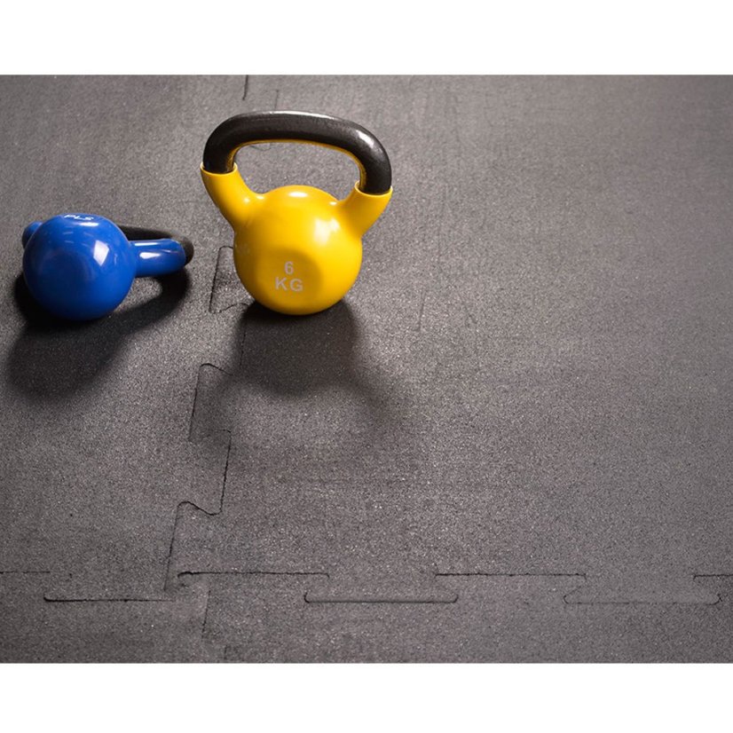 Sportovní podlaha do fitness, tl. 20 mm, puzzle 100 x 100 cm, černá