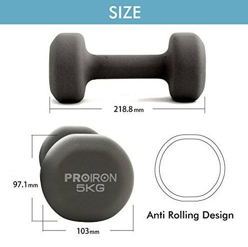 Jednoruční činky PROIRON Neoprene Dumbell 2 x 5 kg - GRAY